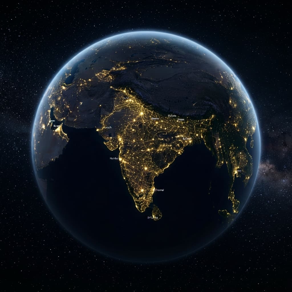 India at night, seen from orbit